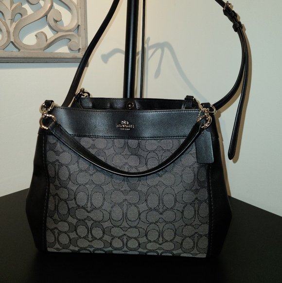 Coach Black Small Lexy Signature Jacquard & Leather Shoulder Crossbody Bag - Picture 8 of 13